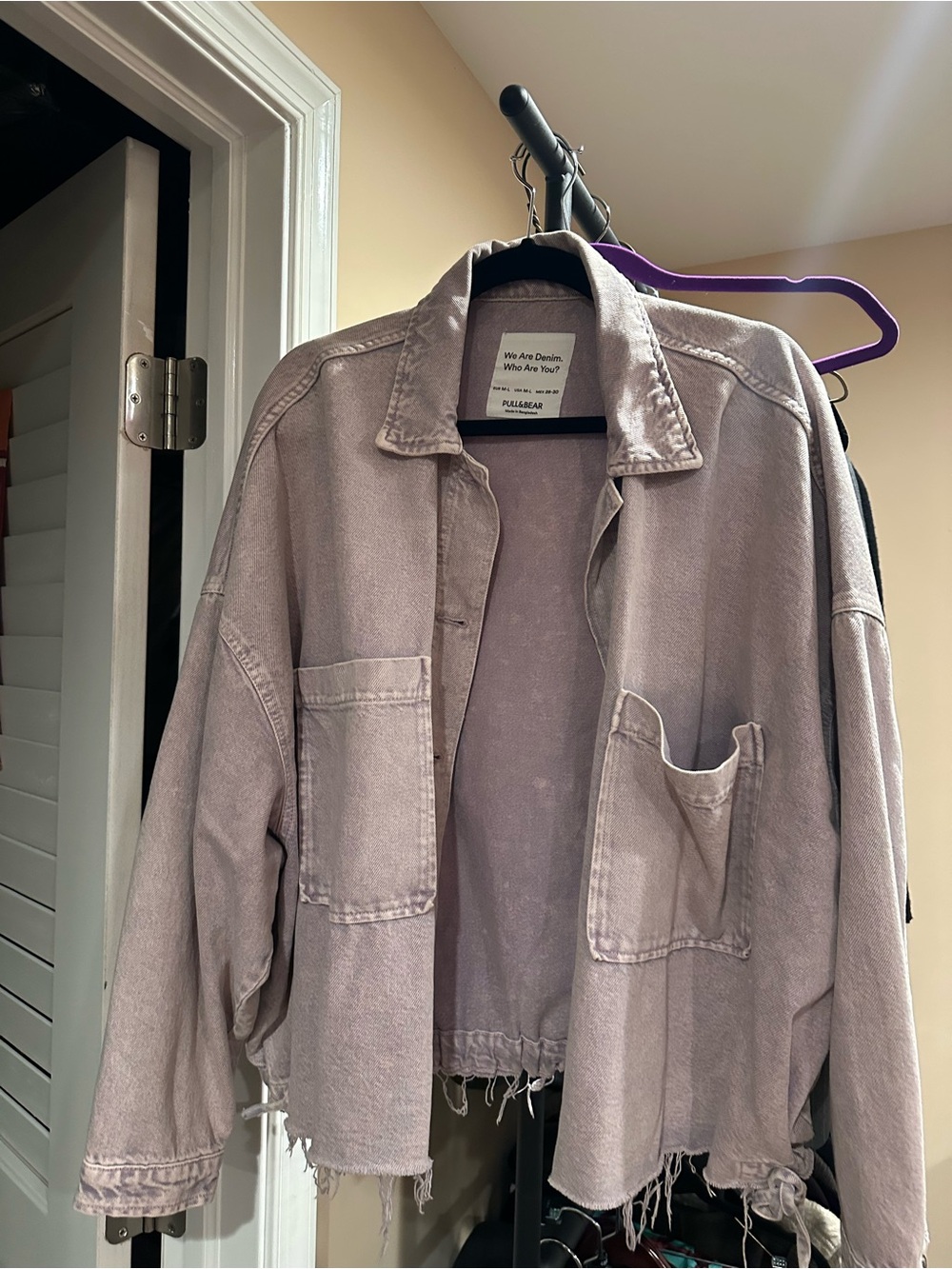 Pull&Bear Faded Lavender Oversized Denim Jacket